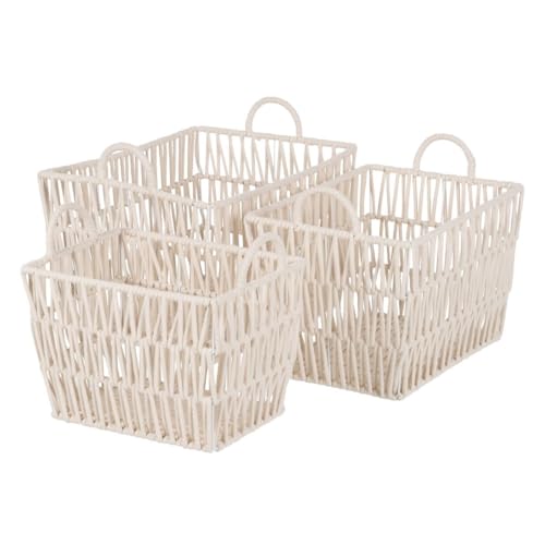 BigBuy Home Körbe Set Weiß Seil 45 x 35 x 36 cm (3 Stück) von BigBuy Home