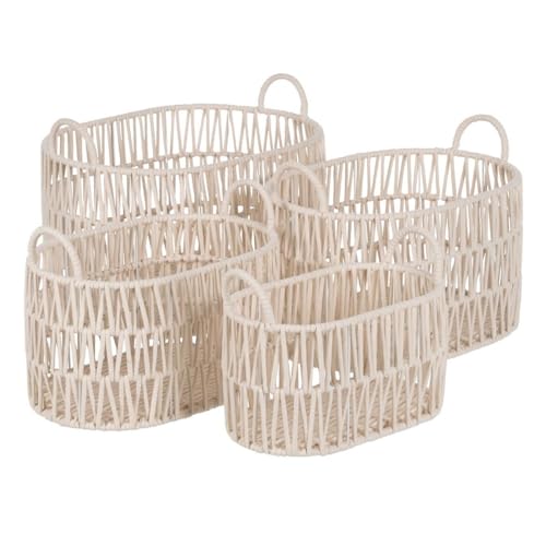 BigBuy Home Körbe Set Weiß Seil 50 x 36 x 36 cm (4 Stück) von BigBuy Home