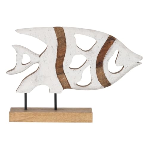 BigBuy Home Skulptur Fisch Weiß Beige 45,5 x 9 x 32,5 cm von BigBuy Home