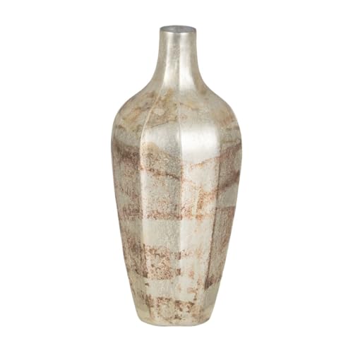 Vase, weiß, Glas, 11 x 11 x 25 cm von BigBuy Home