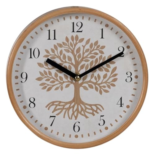 BigBuy Home Wanduhr Baum Weiß Natur Holz Glas 22 x 22 x 4,5 cm von BigBuy Home