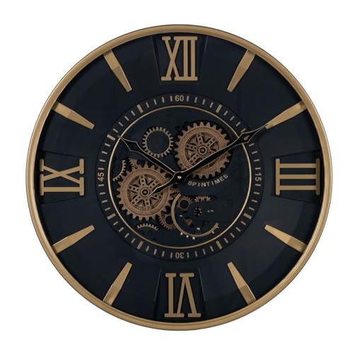 BigBuy Home Wanduhr, Schwarz, Gold, Glas, Eisen, 59 x 8,5 x 59 cm (3 Stück) von BigBuy Home