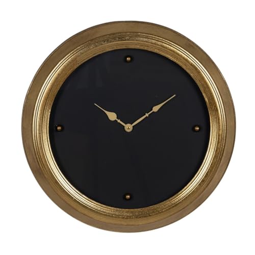 BigBuy Home Wanduhr Schwarz Gold PVC Glas Eisen Holz MDF 46 x 6 x 46 cm von BigBuy Home