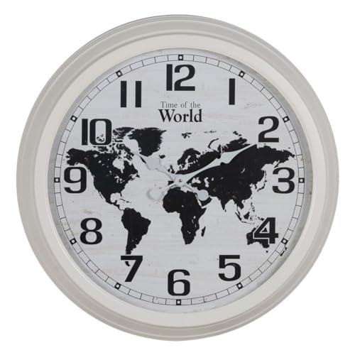 BigBuy Home Wanduhr Weltkarte Weiß Schwarz Eisen 70 x 70 x 6,5 cm von BigBuy Home