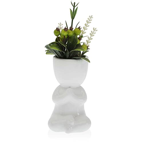 BigBuy Home Weißer Blumentopf aus Keramik (6 x 12 x 8 cm) von BigBuy Home