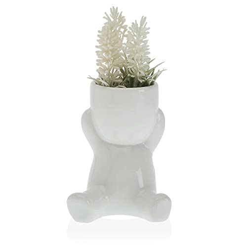 BigBuy Home Weißer Blumentopf aus Keramik (9 x 11 x 9 cm) von BigBuy Home