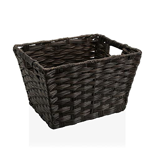 Dark Brown Basket with Polyethylene Handles (24 x 19 x 29 cm) von BigBuy Home