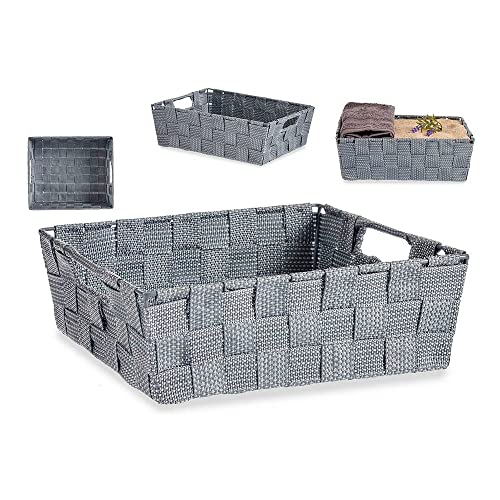 Korb aus Stoff, geflochten, Grau (23 x 8 x 27 cm) von BigBuy Home