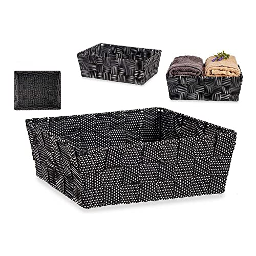 Korb aus Stoff, geflochten, Schwarz (20 x 8 x 24 cm) von BigBuy Home