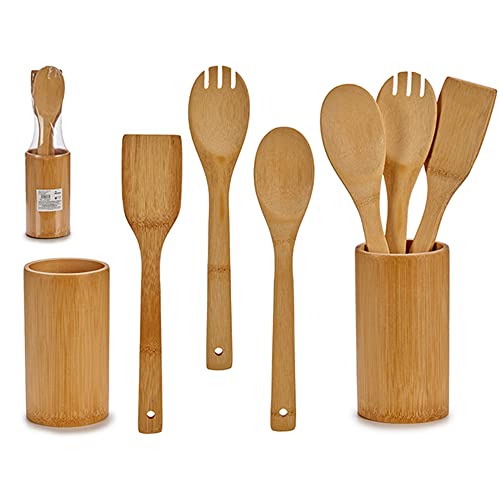 Küchenutensilien-Set, hellbraun, Bambus (4 Stück) von BigBuy Home