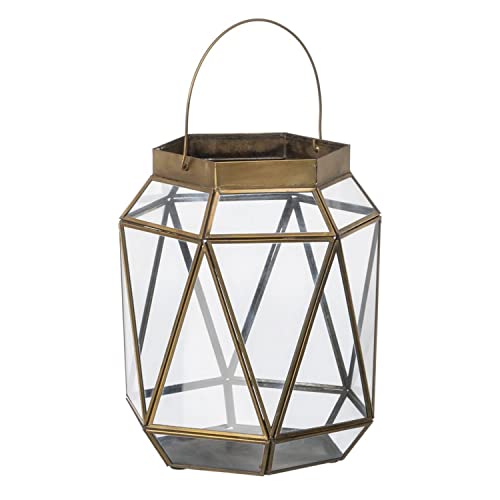 Laterne 23 x 23 x 27 cm Kerzenhalter Glas Gold Metall Laterne 23 x 23 x 27 cm Kerzenhalter Glas Gold Metall von BigBuy Home