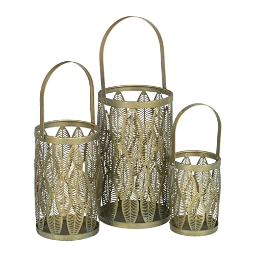 Laterne Kerzenhalter Gold Metall 13 x 13 x 23 cm (3 Stück) von BigBuy Home