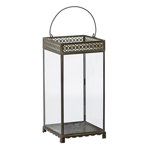 Laterne Teelichthalter aus goldfarbenem Glas, Metall, 18 x 18 x 37 cm Laterne Teelichthalter aus goldfarbenem Glas, Metall, 18 x 18 x 37 cm von BigBuy Home