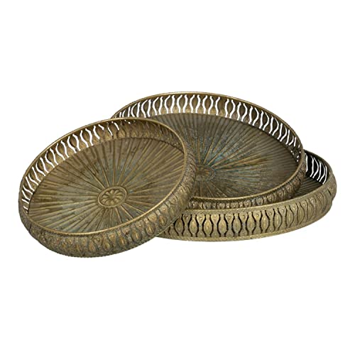 Snacktablett 36,5 x 36,5 x 5 cm Gold Metall 3 Stück von BigBuy Home