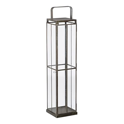 Teelichthalter 16 x 16 x 74 cm Glas Gold Metall von BigBuy Home