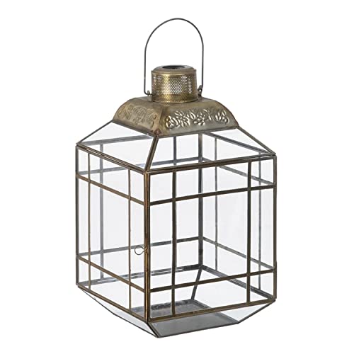 Teelichthalter 25 x 25 x 43 cm Glas Gold Metall von BigBuy Home