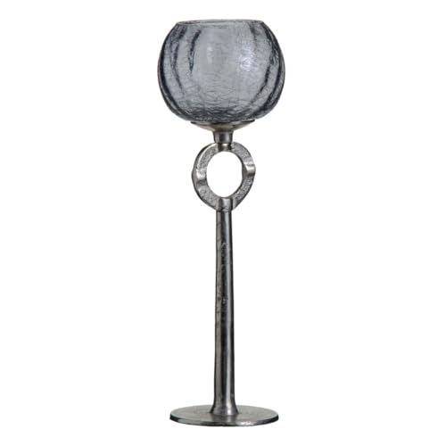 Teelichthalter aus Glas, Grau, Metall, 13 x 13 x 38 cm, Silber Teelichthalter aus Glas, Grau, Metall, 13 x 13 x 38 cm, Silber von BigBuy Home