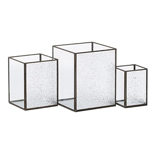 Teelichthalter aus goldfarbenem Glas, Metall, 18 x 18 x 22 cm, 3 Stück Teelichthalter aus goldfarbenem Glas, Metall, 18 x 18 x 22 cm, 3 Stück von BigBuy Home
