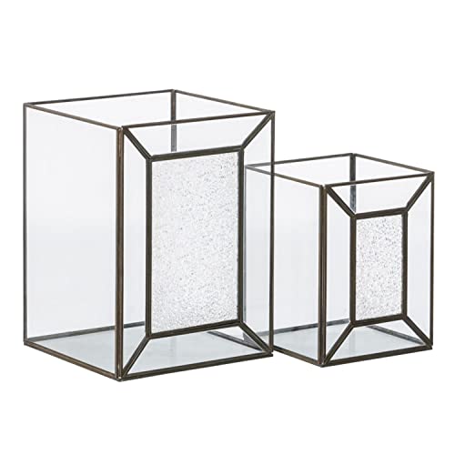 Teelichthalter aus goldfarbenem Glas, Metall, 22 x 22 x 29 cm, 2 Stück Teelichthalter aus goldfarbenem Glas, Metall, 22 x 22 x 29 cm, 2 Stück von BigBuy Home