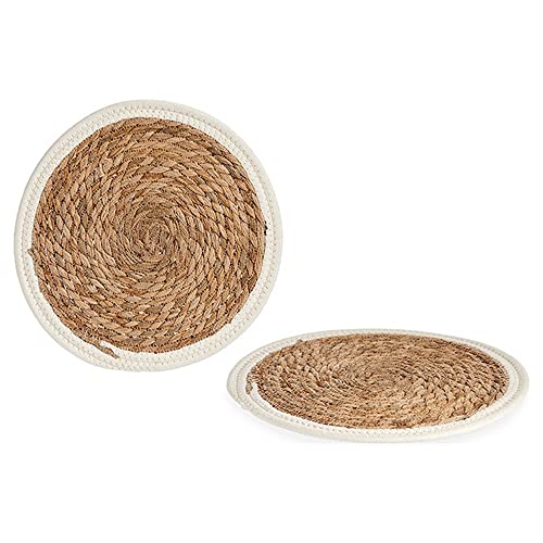 Tischdecke, Braun, Weiß, Naturfaser (Ø 30 cm) von BigBuy Home