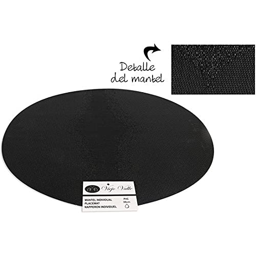 Untersetzer PVC rund (38cm) - Schwarz von BigBuy Home