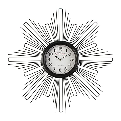 Versa Maputo Dekorative Wanduhr für die Küche, das Wohnzimmer, Esszimmer oder Schlafzimmer, Maßnahmen (H x L x B) 6,5 x 68 x 1,9 cm, Metall, Farbe: Schwarz von BigBuy Home