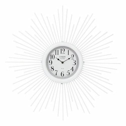 Versa Maputo Dekorative Wanduhr für die Küche, das Wohnzimmer, Esszimmer oder Schlafzimmer, Maßnahmen (H x L x B) 6,5 x 68 x 1,9 cm, Metall, Farbe: Weiß von BigBuy Home