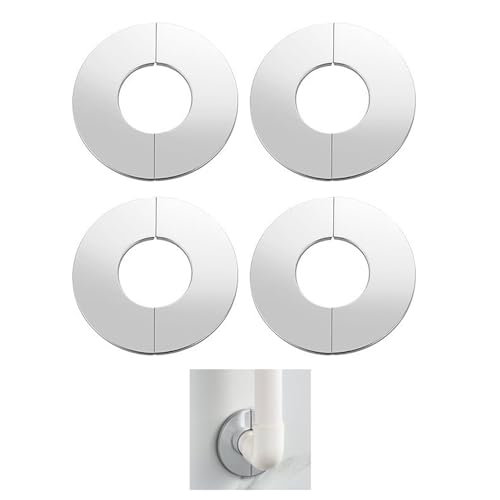 BigCheer 4 Stück Heizungsrohr Rosetten Set - Edelstahl, 43mm, Wasserdicht, Geteiltes Muster, Selbsthaftend von BigCheer