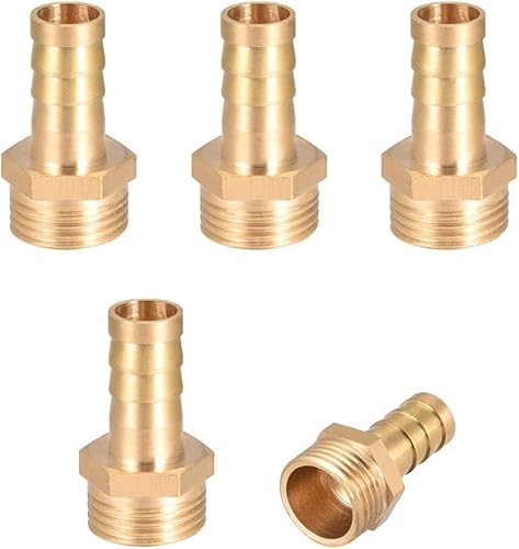 BigCheer 5 Stück Messing Widerhaken Rohr Stecker Adapter 10mm Widerhaken x G3/8 Außenrohr von BigCheer
