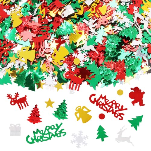 BigCheer Weihnachtskonfetti Streusel Konfetti Pentagramm Schneeflocke Santa Weihnachtsbaum Tisch Konfetti Multicolor Xmas Party Dekoration DIY Festliche Dekoration[30g] von BigCheer