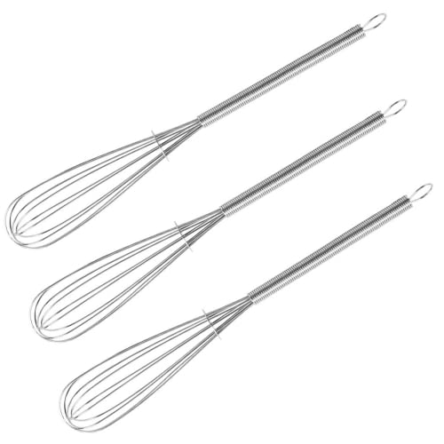 Schneebesen Set Edelstahl, Rührbesen 3 Stück Enthält für Mischen, Schneebesen, Schlagen, Aufschäumen und Rühren, Hohe Qualität Whisk für Wohnküche, Esszimmer(Silber) von BigCheer