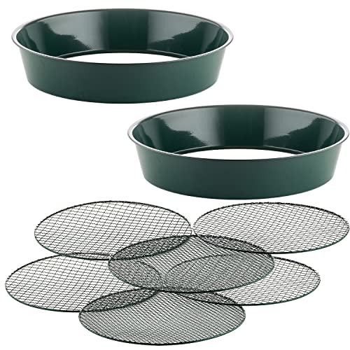 BigDean 2er Set XL Gartensieb aus Metall Ø 37cm - fein bis grob - inkl. austauschbarer Siebeinsätze in 3 Größen 6,4/9,5 & 12,7 mm - Erdsieb Kompostsieb Sieb für Garten, Erde, Sand, Kompost – rund von BigDean