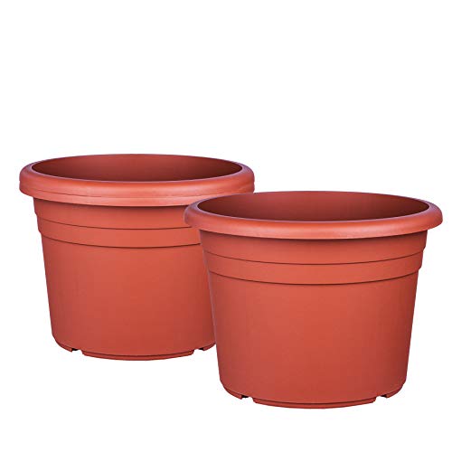 BigDean 3X Blumentopf Ø 40 cm Farbe Terrakotta Kunststoff Pflanztopf Containertopf Übertopf Pflanzkübel rund 40 x 28 cm von BigDean