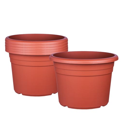 BigDean 6X Blumentopf Ø 45 cm Farbe Terrakotta Kunststoff Pflanztopf Containertopf Übertopf Pflanzkübel rund 45 x 32 cm von BigDean