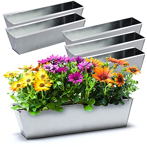 BigDean 6er Set Zink Paletten Blumenkästen - Einsatz 38cm groß Silber - aus Metall verzinkt - Zinkkasten Pflanzkasten Balkonkasten Blumentopf für Europaletten von BigDean