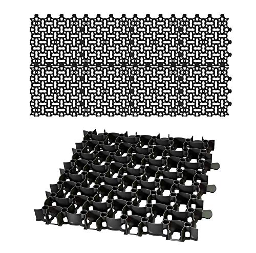 BigDean 8X Rasengitter Paddockplatte SCHWARZ 50x50 cm Rasenmatten Rasenwaben Kiesgitter Parkplatzrasen 2m² von BigDean
