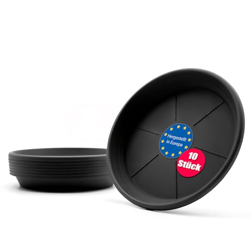 BigDean 10 Stück Blumentopf Untersetzer Ø 33 cm in Anthrazit – Topfuntersetzer aus robustem Kunststoff & Made in Europe von BigDean