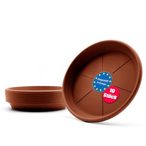 BigDean 10 Stück Blumentopf Untersetzer Ø 33 cm in Terracotta – Topfuntersetzer aus robustem Kunststoff & Made in Europe von BigDean