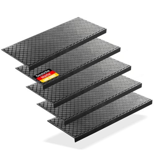 BigDean 10 Stück Stufenmatten aus Gummi – 75 x 25 cm – Outdoor Treppenstufenmatten – Anti Rutsch Gummimatten Karo Design von BigDean