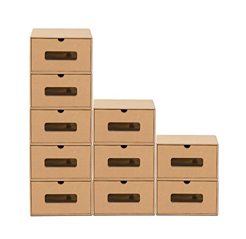 BigDean 10er Boxen-Set mit Schublade & Sichtfenster - Pappkarton aus Kraftpapier - Schuhbox Spielzeug-Box Aufbewahrung für Zubehör & Accessoires BigDean 10er Boxen-Set mit Schublade & Sichtfenster - Pappkarton aus Kraftpapier - Schuhbox Spielzeug-Box Aufbewahrung für Zubehör & Accessoires von BigDean