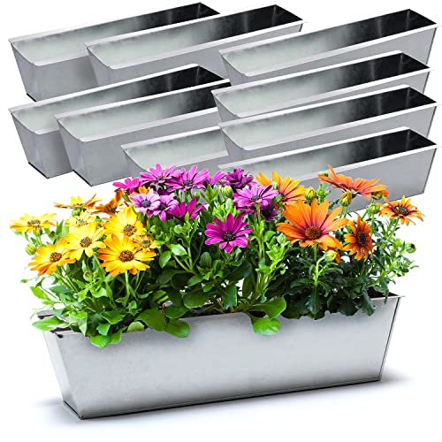 BigDean 10er Set Zink Paletten Blumenkästen - Einsatz 38cm groß Silber - aus Metall verzinkt - Zinkkasten Pflanzkasten Balkonkasten Blumentopf für Europaletten von BigDean