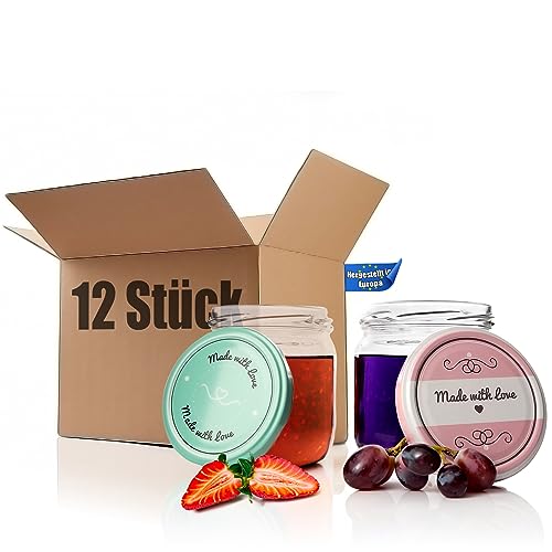 BigDean 12er Set Einmachgläser mit Deckel in rosa und pastell-grün in made with love Stil - 425ml Sturzgläser Marmeladenglas BigDean 12er Set Einmachgläser mit Deckel in rosa und pastell-grün in made with love Stil - 425ml Sturzgläser Marmeladenglas von BigDean