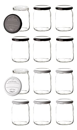 BigDean 12er Set Einmachgläser mit Deckel in schwarz und weiß in Homemade with love Stil - 540ml Sturzgläser Marmeladenglas BigDean 12er Set Einmachgläser mit Deckel in schwarz und weiß in Homemade with love Stil - 540ml Sturzgläser Marmeladenglas von BigDean