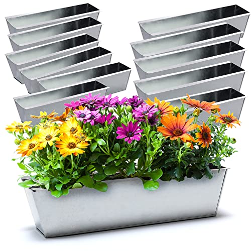 BigDean 12er Set Zink Paletten Blumenkästen - Einsatz 38cm groß Silber - aus Metall verzinkt - Zinkkasten Pflanzkasten Balkonkasten Blumentopf für Europaletten von BigDean