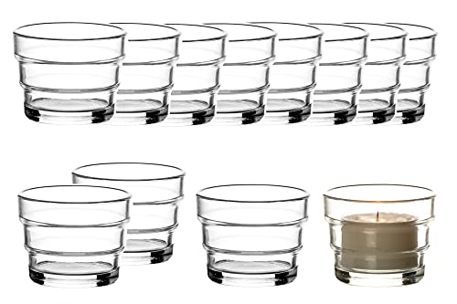 BigDean 12er Set Teelichtgläser hoch - 5,5 x 4,5 cm - Made in Germany - Teelichthalter aus Glas - Stufendesign - Kerzengläser Teelichter BigDean 12er Set Teelichtgläser hoch - 5,5 x 4,5 cm - Made in Germany - Teelichthalter aus Glas - Stufendesign - Kerzengläser Teelichter von BigDean