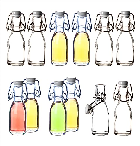 BigDean 12x Glasflaschen mit Bügelverschluss 100 ml - Draht-Bügelflasche zum Ansetzen von Ölen, Alkohol, Likören, Säften - Luftdicht - Made in Germany von BigDean