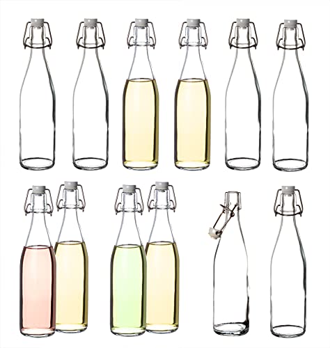 BigDean 12x Glasflaschen mit Bügelverschluss 500 ml - Draht-Bügelflasche zum Ansetzen von Ölen, Alkohol, Likören, Säften - Luftdicht - Made in Germany von BigDean