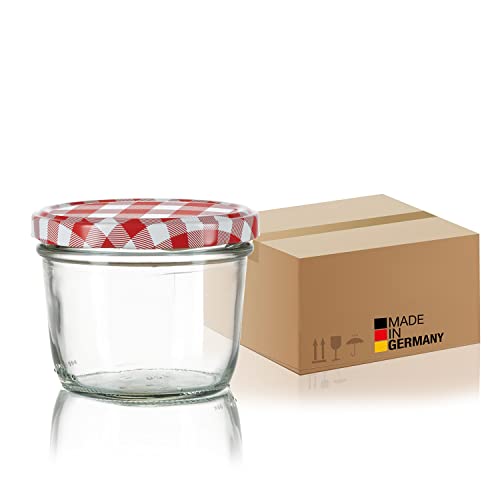 BigDean 12x Marmeladengläser 230ml - Einmachgläser Einweckgläser Sturzgläser - Made in Germany - Einkochgläser mit Schraub-Deckel TO 82 - Rot kariert BigDean 12x Marmeladengläser 230ml - Einmachgläser Einweckgläser Sturzgläser - Made in Germany - Einkochgläser mit Schraub-Deckel TO 82 - Rot kariert von BigDean