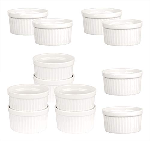 BigDean 12x Souffle Förmchen 11 x 5,5 cm 260 ml in weiß - Feuerfeste Förmchen aus Keramik - runde Schälchen für Creme Brulee, Muffins & Desserts - Pastetenförmchen von BigDean