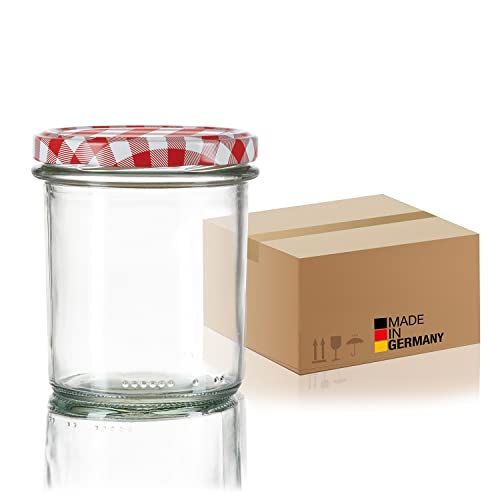 BigDean 12x Sturzgläser 363ml - Einmachgläser TO 82 - Made in Germany - Marmeladengläser mit Schraub-Deckel - Einkochgläser Twist-Off-Gläser von BigDean